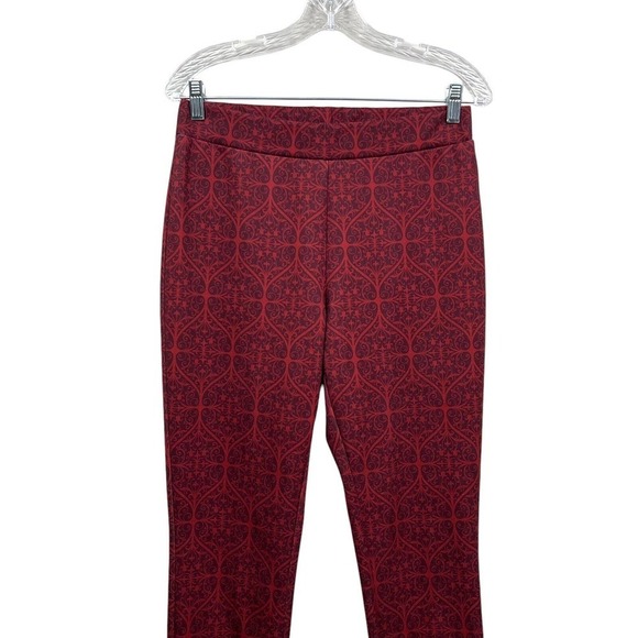Nanette Lepore Pants Elastic Waist Stretch Tapered Leg Floral‎ Print Red Women M - Picture 2 of 5